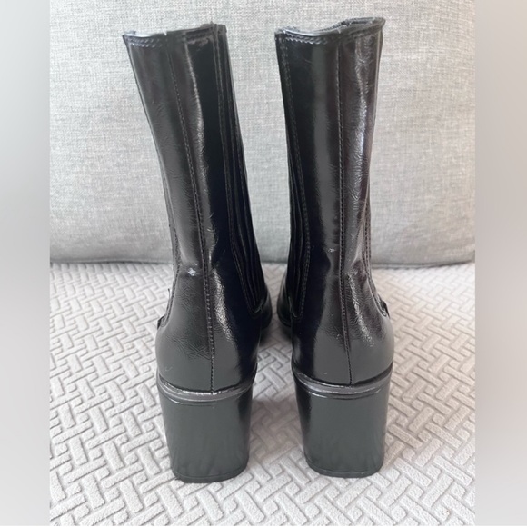 New Urban Outfitters Ava Square Toe Midi Boot Size 6 - Black - Picture 3 of 7